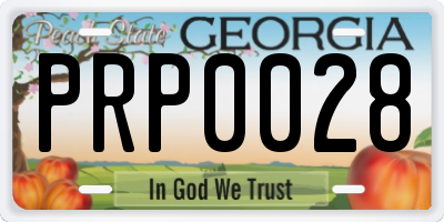 GA license plate PRP0028
