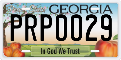 GA license plate PRP0029