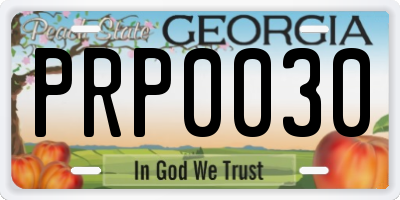 GA license plate PRP0030
