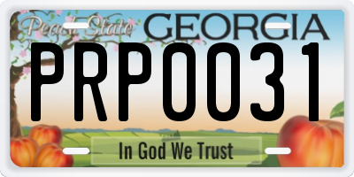 GA license plate PRP0031