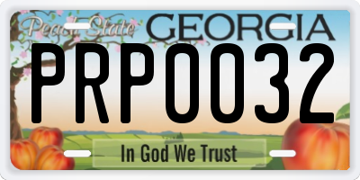 GA license plate PRP0032