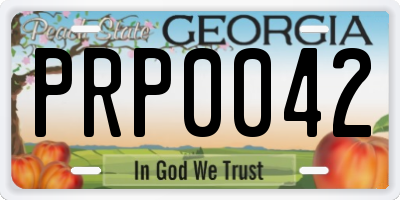 GA license plate PRP0042