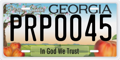 GA license plate PRP0045