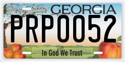 GA license plate PRP0052