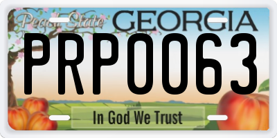 GA license plate PRP0063