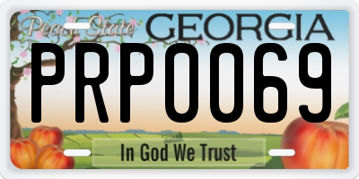 GA license plate PRP0069