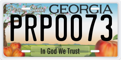 GA license plate PRP0073