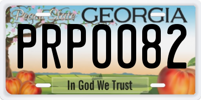 GA license plate PRP0082