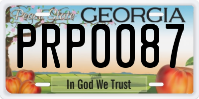 GA license plate PRP0087