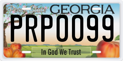GA license plate PRP0099