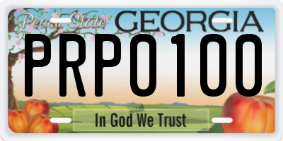 GA license plate PRP0100
