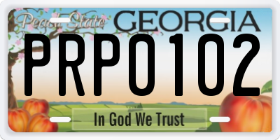 GA license plate PRP0102