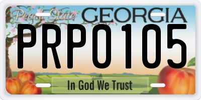 GA license plate PRP0105