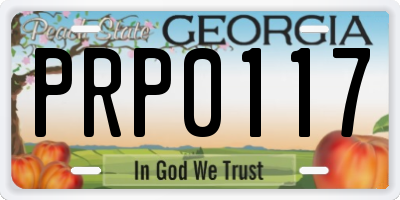 GA license plate PRP0117