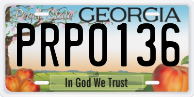 GA license plate PRP0136