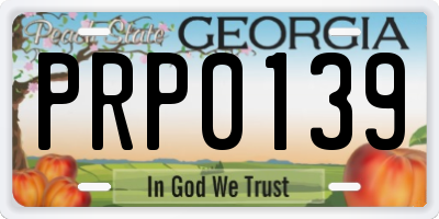 GA license plate PRP0139