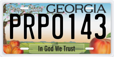 GA license plate PRP0143