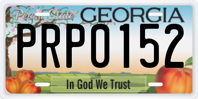 GA license plate PRP0152