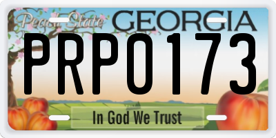 GA license plate PRP0173