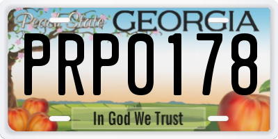 GA license plate PRP0178