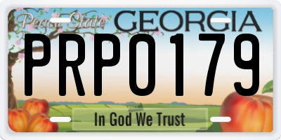 GA license plate PRP0179