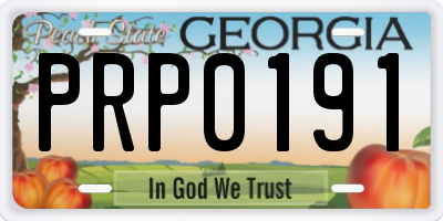 GA license plate PRP0191