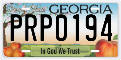 GA license plate PRP0194