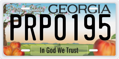 GA license plate PRP0195