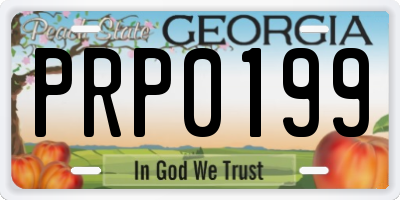 GA license plate PRP0199