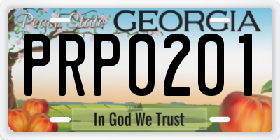 GA license plate PRP0201