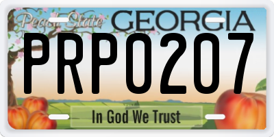GA license plate PRP0207