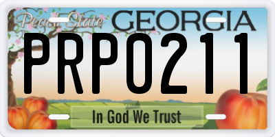 GA license plate PRP0211