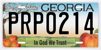 GA license plate PRP0214