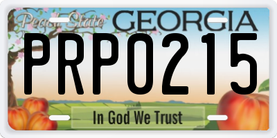 GA license plate PRP0215
