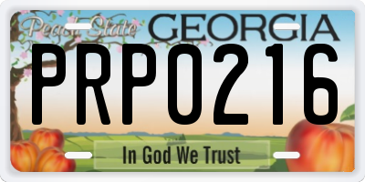 GA license plate PRP0216