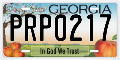 GA license plate PRP0217