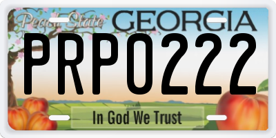 GA license plate PRP0222