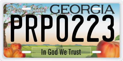 GA license plate PRP0223