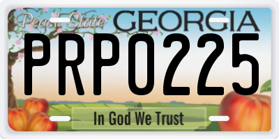 GA license plate PRP0225