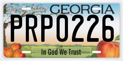 GA license plate PRP0226