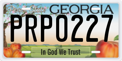 GA license plate PRP0227