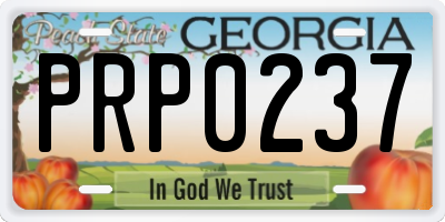 GA license plate PRP0237
