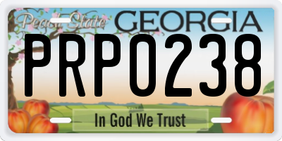GA license plate PRP0238
