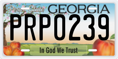 GA license plate PRP0239