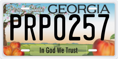 GA license plate PRP0257