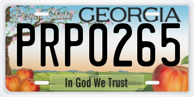 GA license plate PRP0265