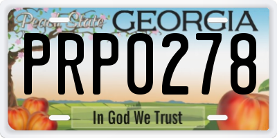 GA license plate PRP0278