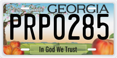 GA license plate PRP0285
