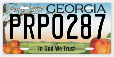 GA license plate PRP0287
