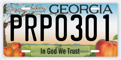 GA license plate PRP0301